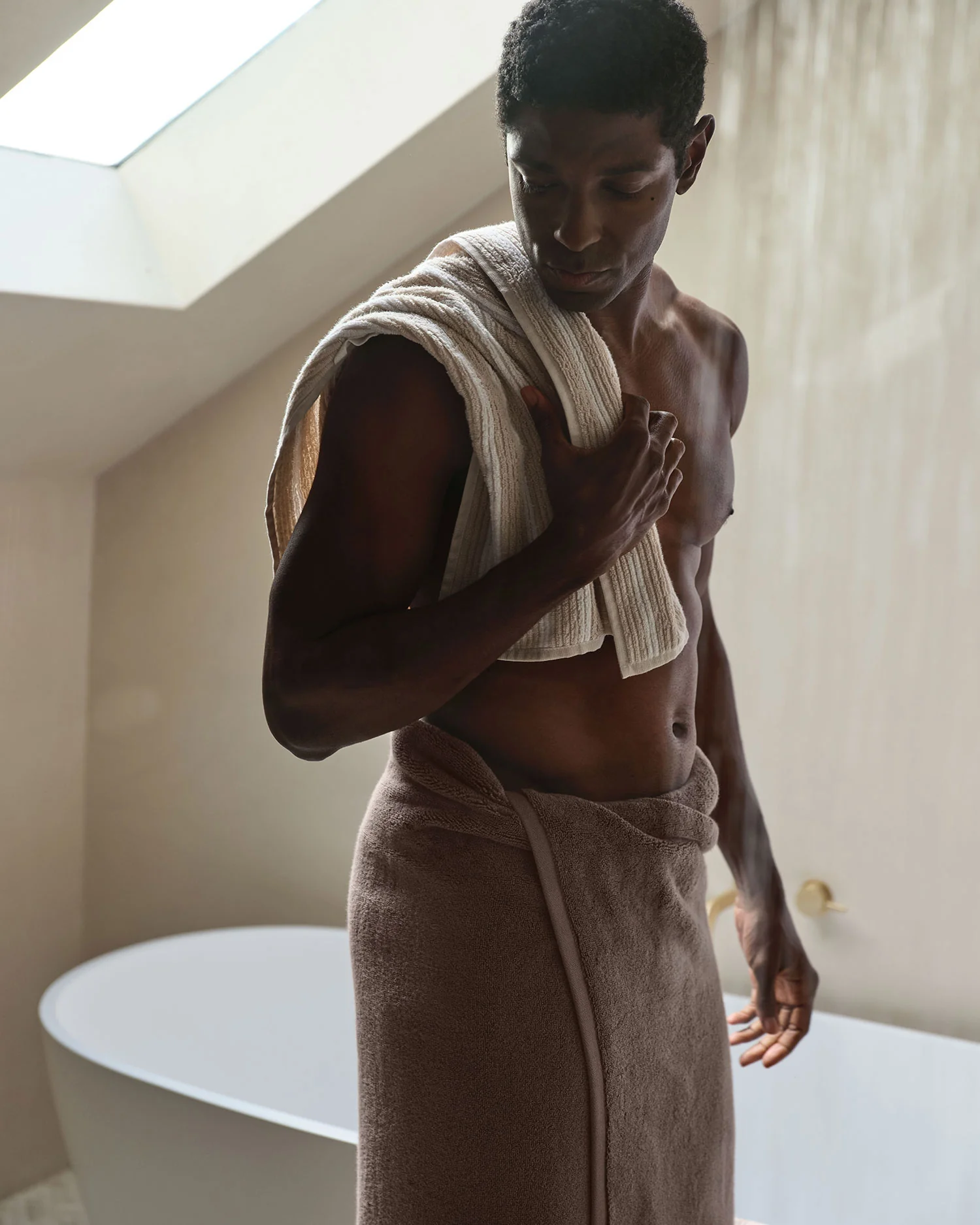 Organic Resort Stripe Towels (Bone with White) - Image 5