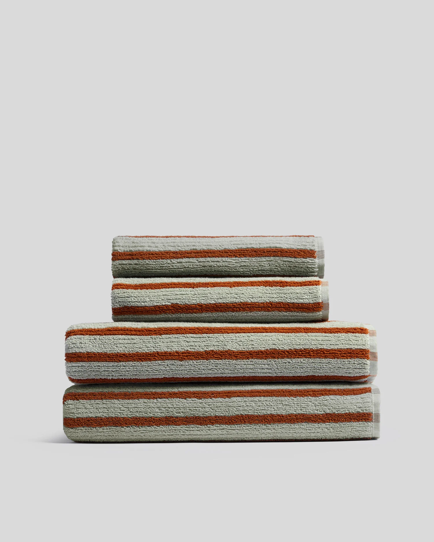 2+2 Organic Resort Stripe Bath Bundle - Sage with Russet