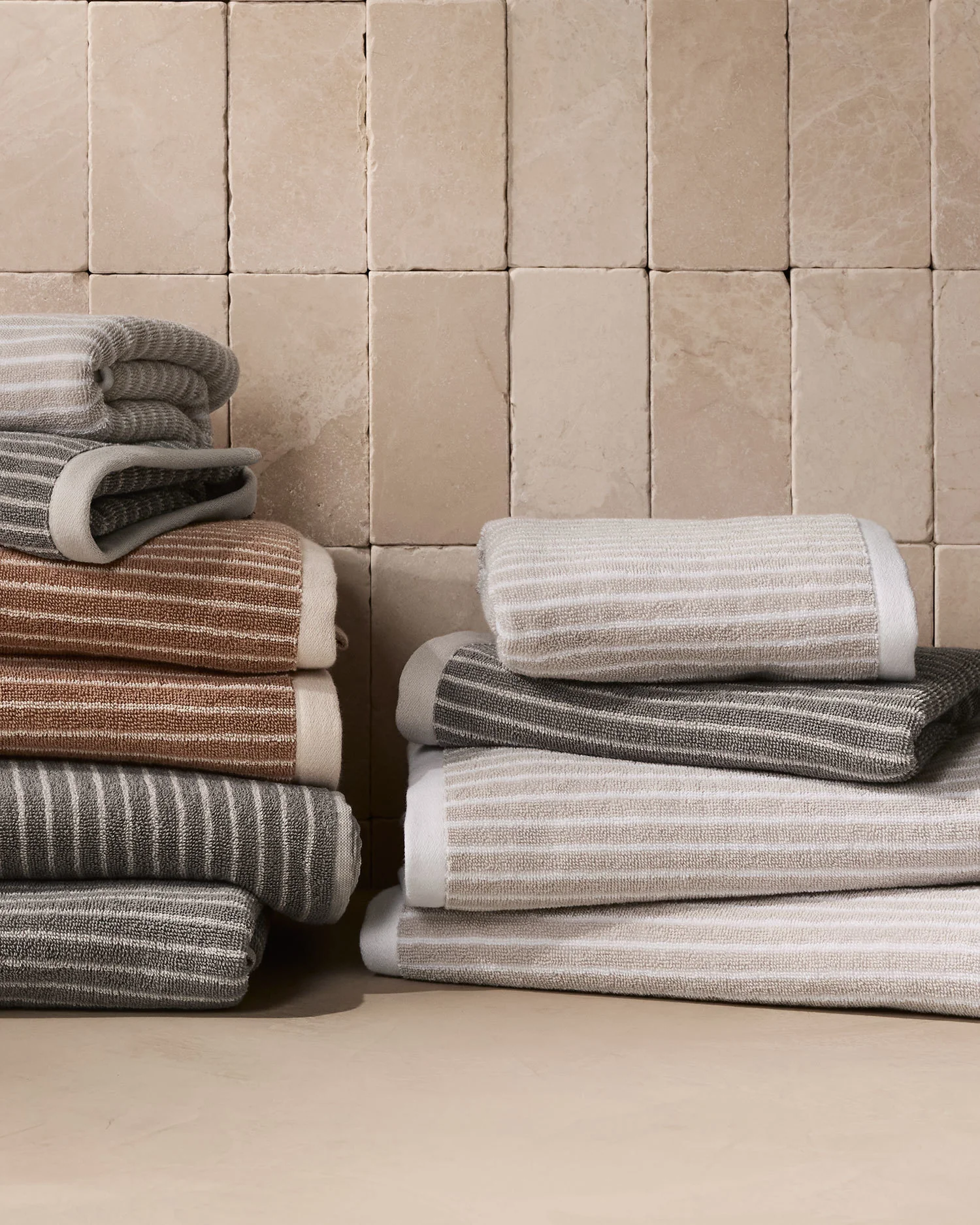 4+4 Pinstripe Bath Bundle - Bone and White - Image 4