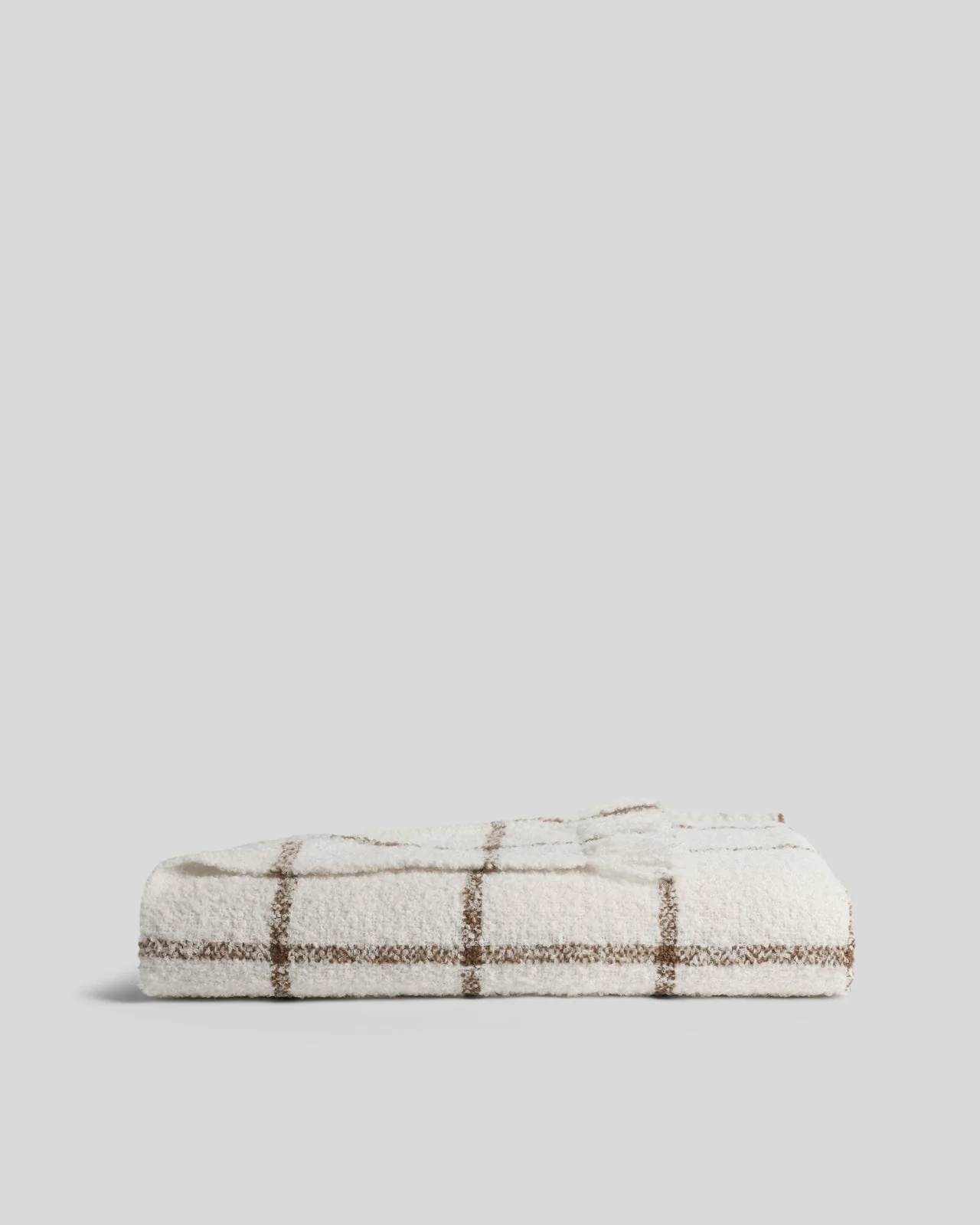 Alpaca Boucle Windowpane Throw - FINAL SALE (Cream with Tobacco)