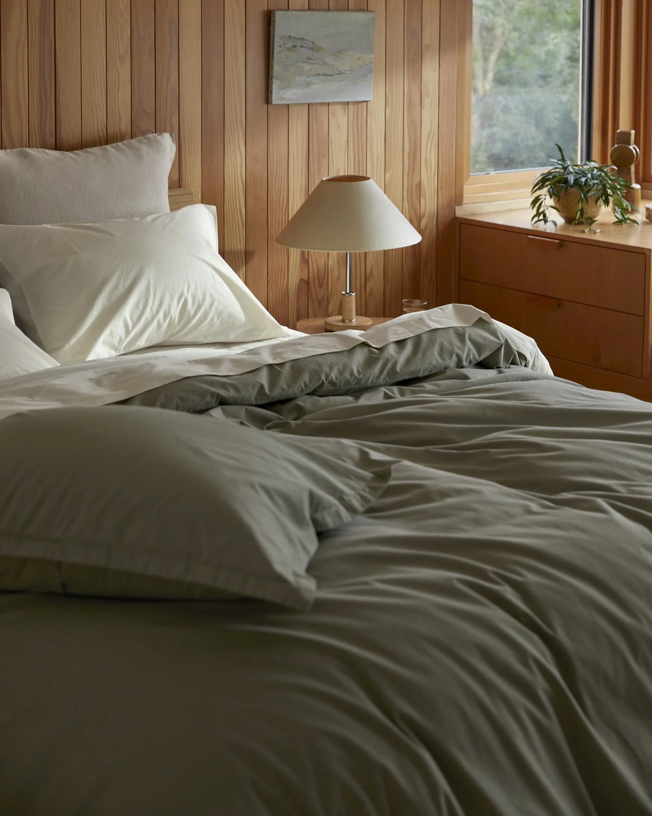 Brushed Cotton Duvet Cover (Moss) - Image 2