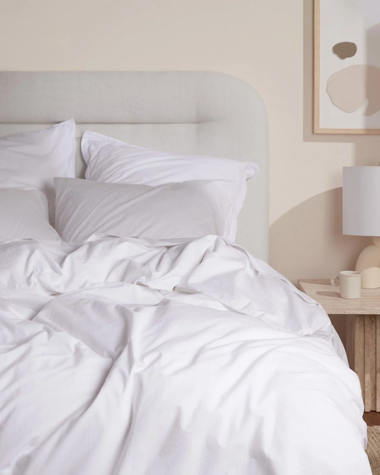 Brushed Cotton Duvet Cover Set - White F/Q - Image 4