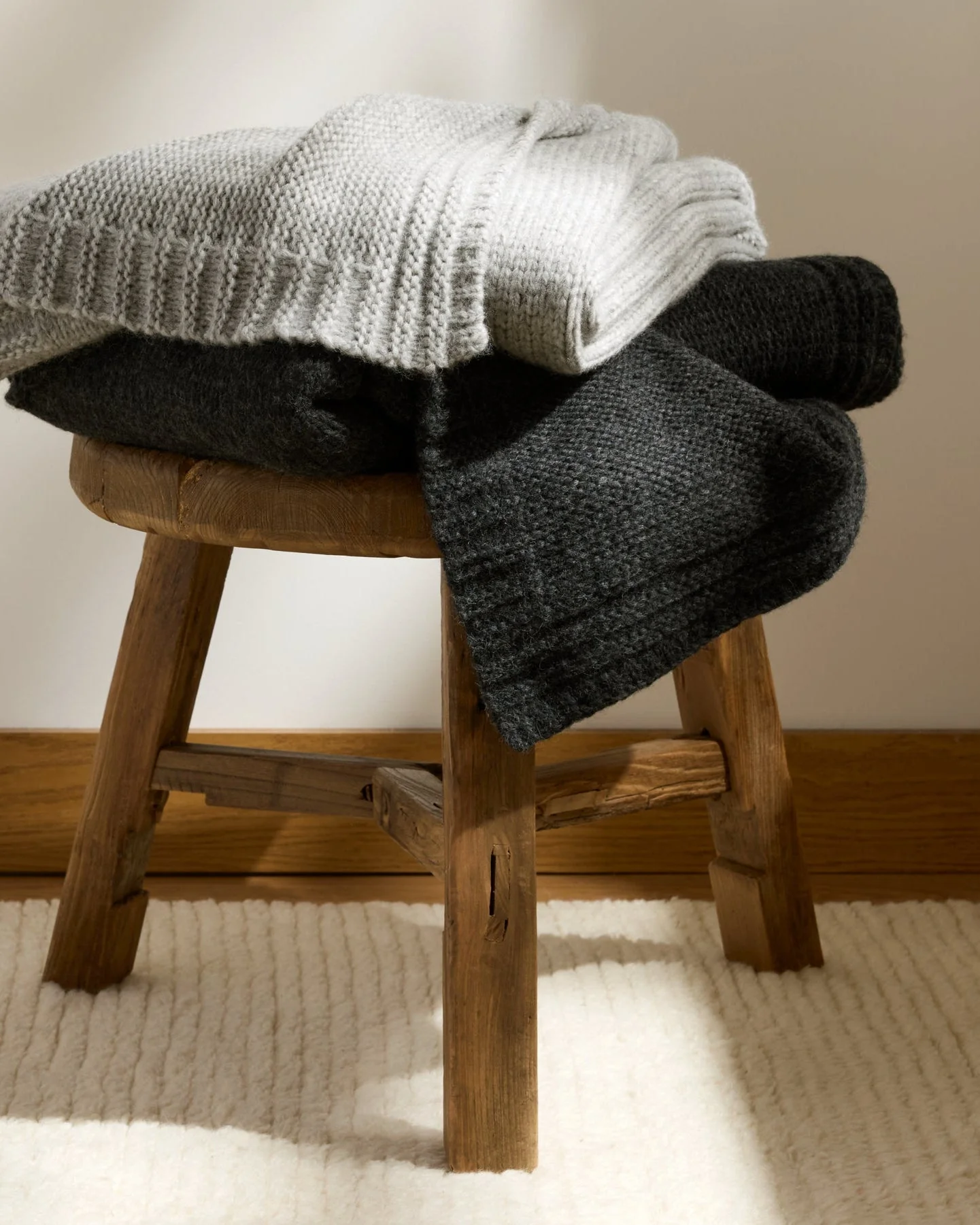 Classic Knit Alpaca Throw - FINAL SALE (Charcoal) - Image 2