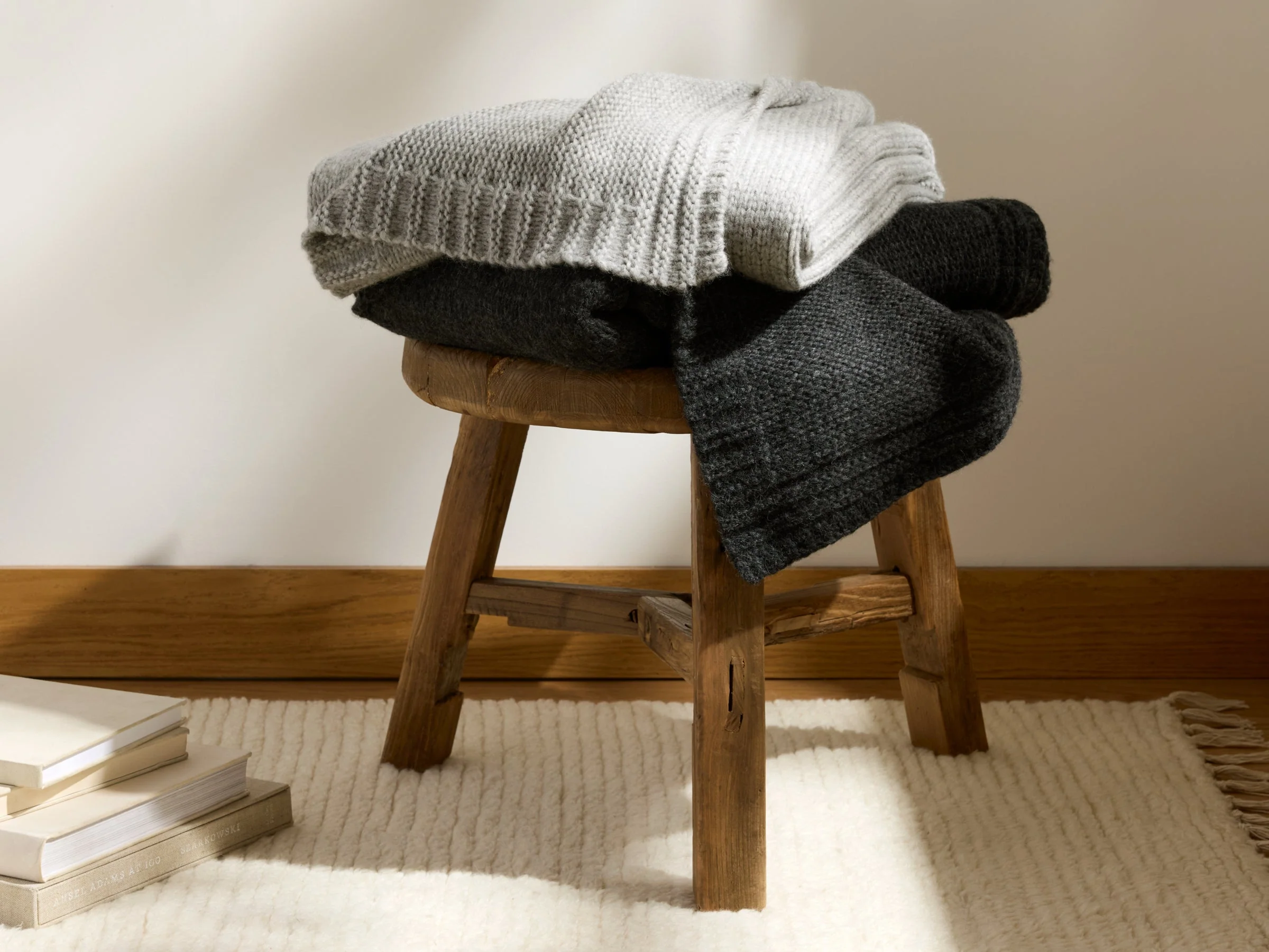 Classic Knit Alpaca Throw - FINAL SALE (Light Heather Grey) - Image 2
