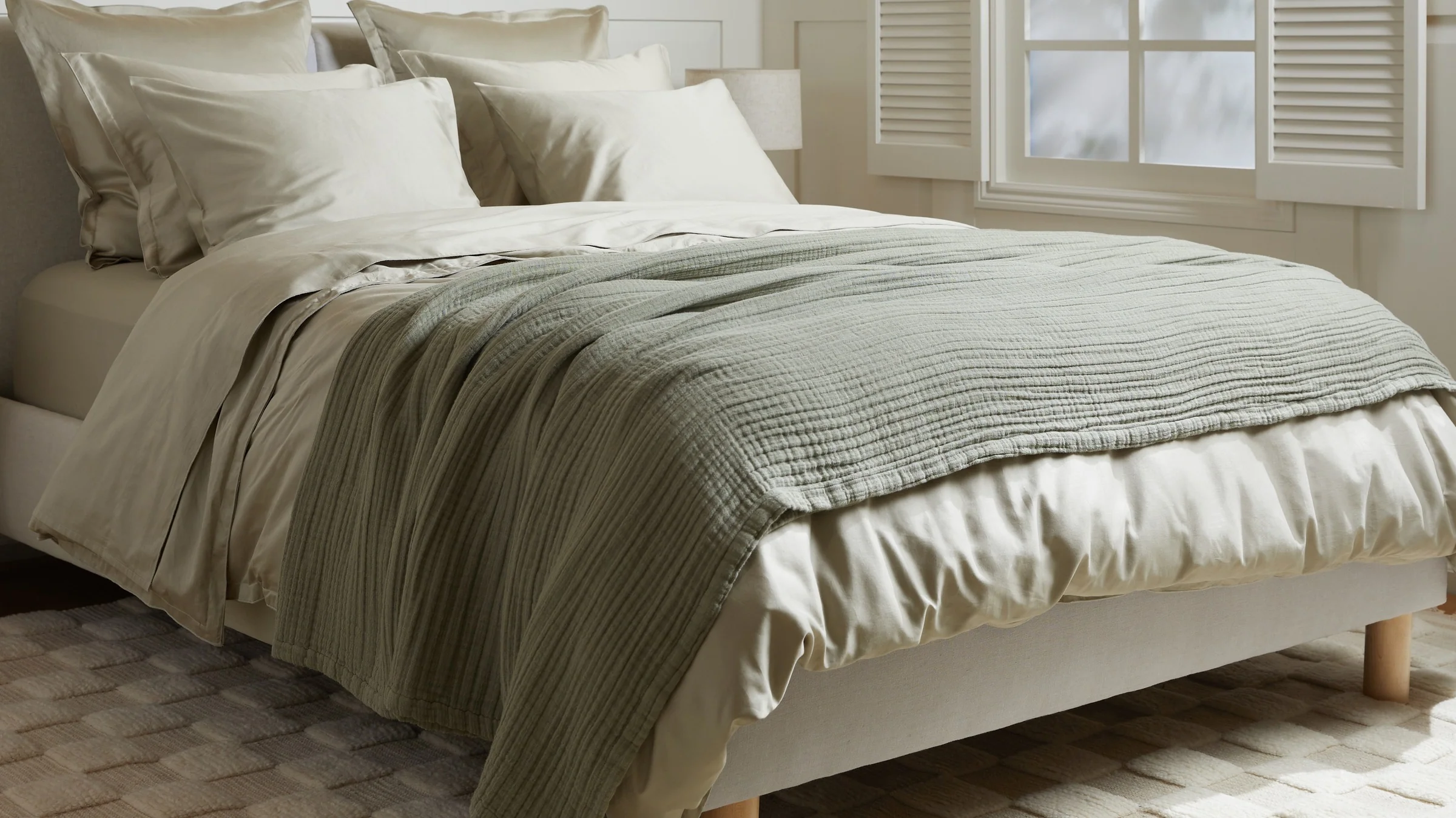 Cloud Linen Gauze Bed Blanket - FINAL SALE (Moss) - Image 3