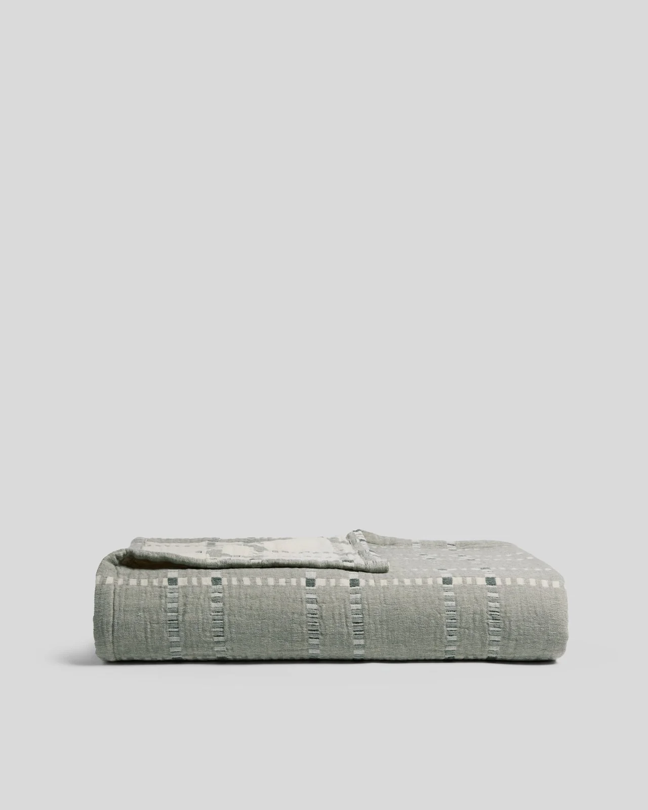 Grid Cotton Wool Coverlet - FINAL SALE (Moss)