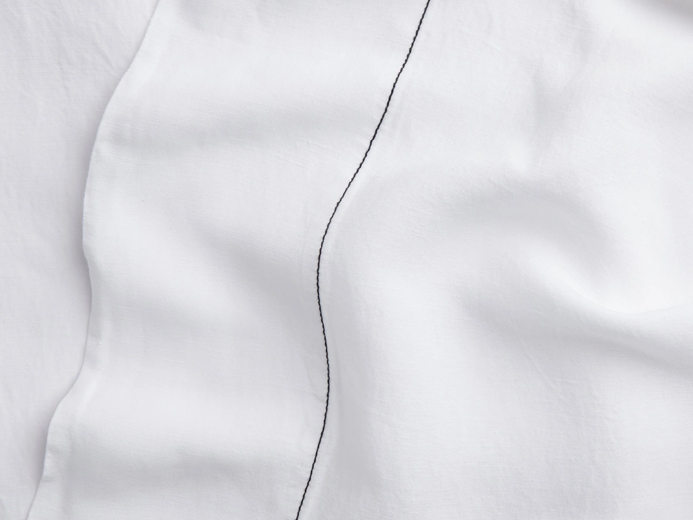 Linen Tencel Top Sheet - FINAL SALE (White with Black) - Image 3