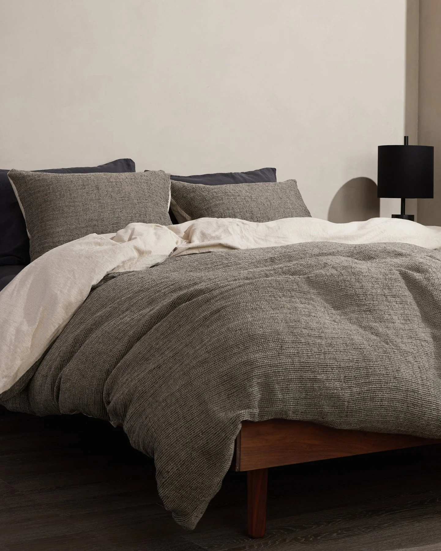 Honeycomb Duvet Cover - FINAL SALE (Soft Black and Natural) - Image 4