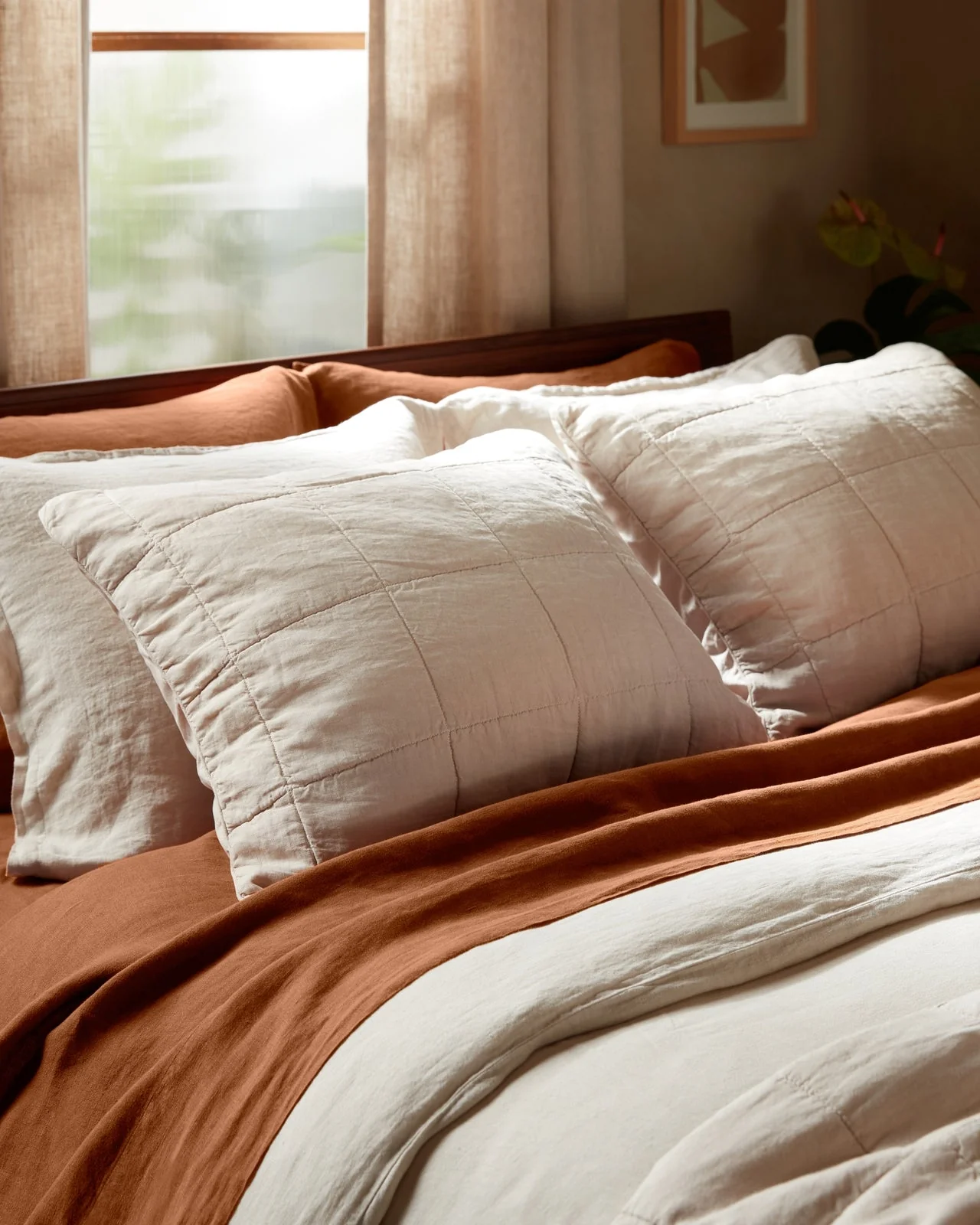 Linen Box Quilted Sham Set (Bone) - Image 2