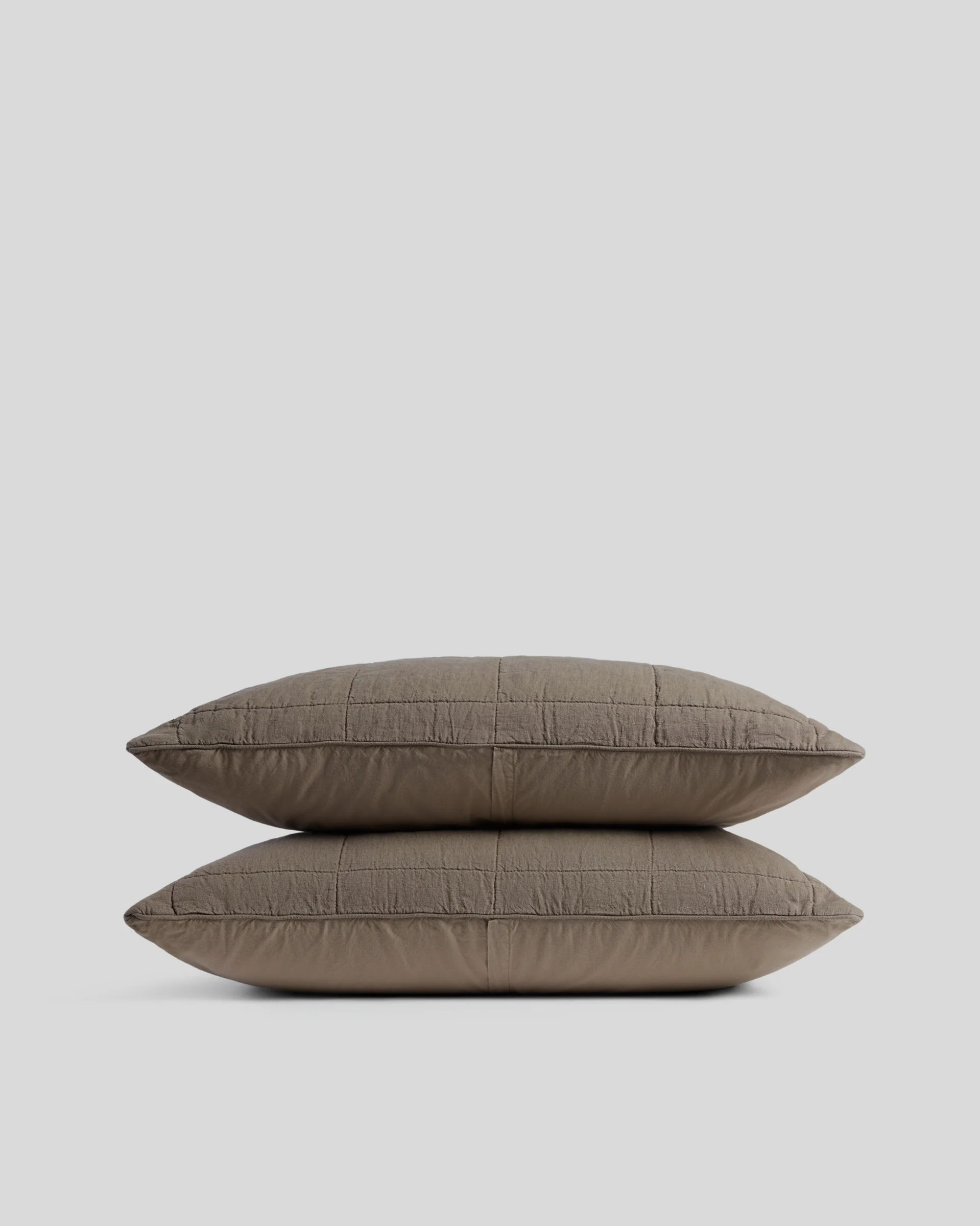 Linen Box Quilted Sham Set (Warm Grey)