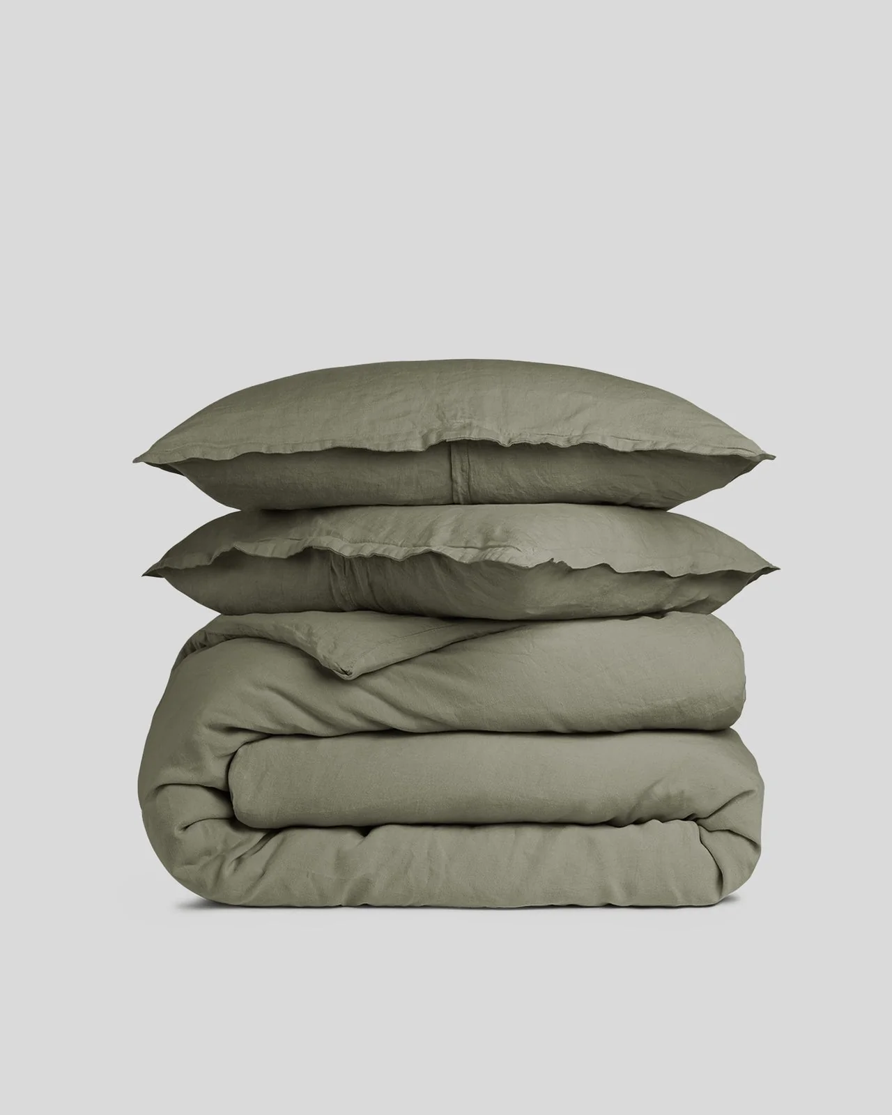 Linen Duvet Cover Set - Moss F/Q