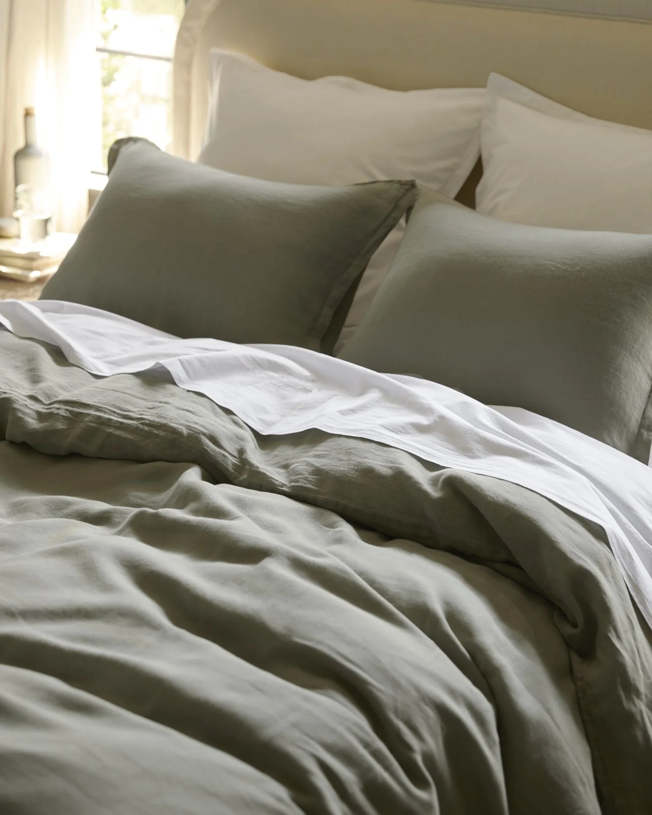 Linen Duvet Cover Set - Moss K/CK - Image 2