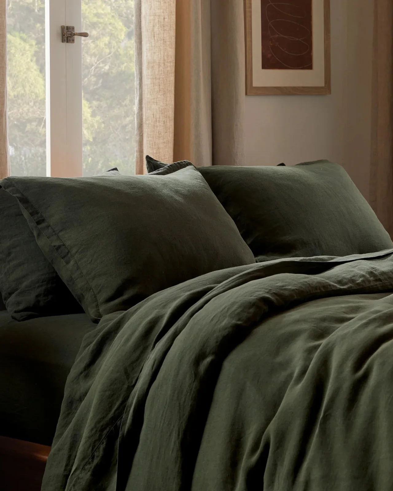 Linen Sheet Set - Evergreen K/CK - Image 2