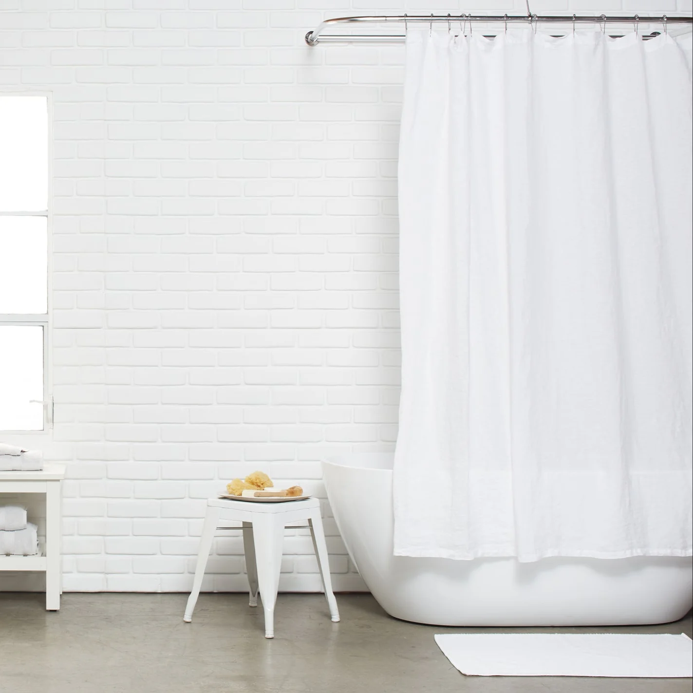 Linen Shower Curtain (White) - Image 4