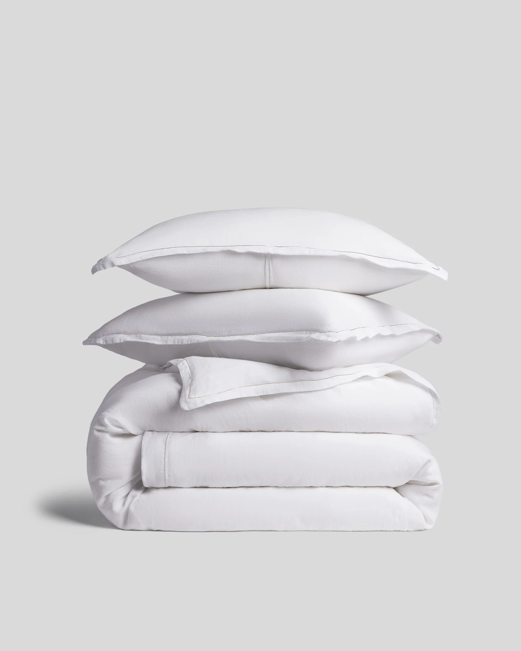 Linen Tencel Duvet Cover Set - White K/CK