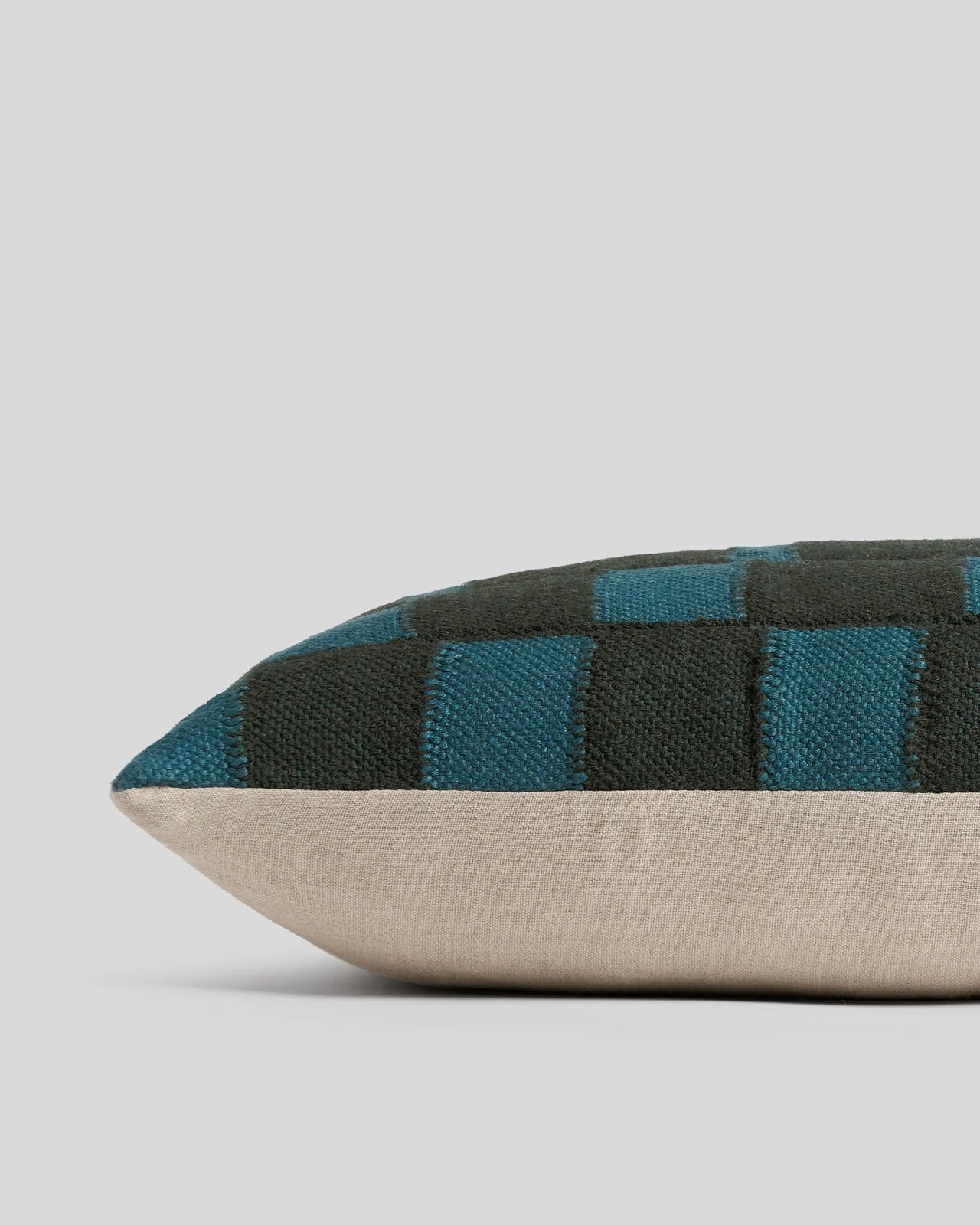 Modern Wool Lumbar Pillow Cover - FINAL SALE (Evergreen and Peacock) - Image 3