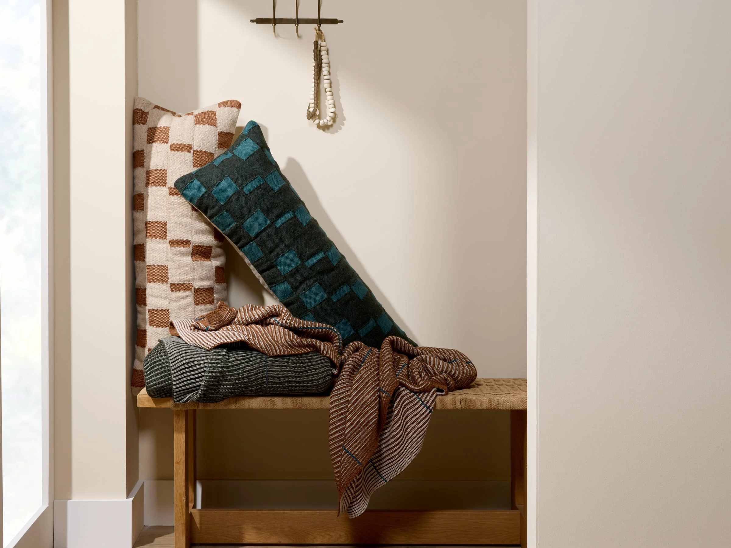 Modern Wool Lumbar Pillow Cover - FINAL SALE (Natural and Tobacco) - Image 2