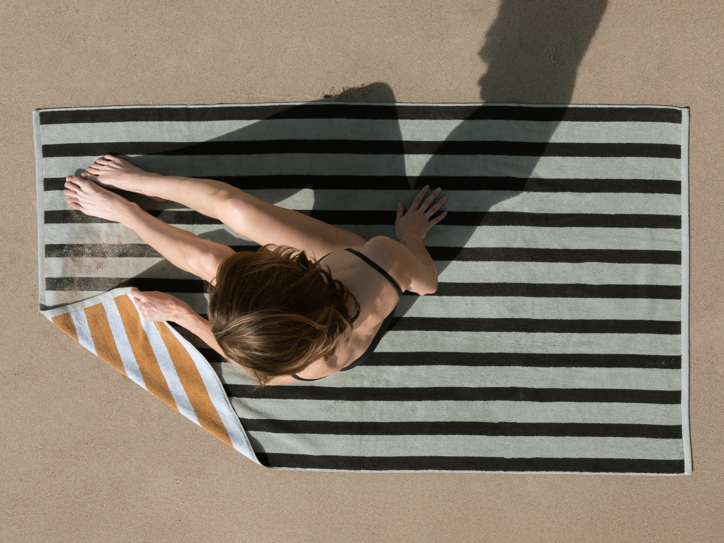 Organic Cabana Beach Towel - Sage and Honey - Image 3