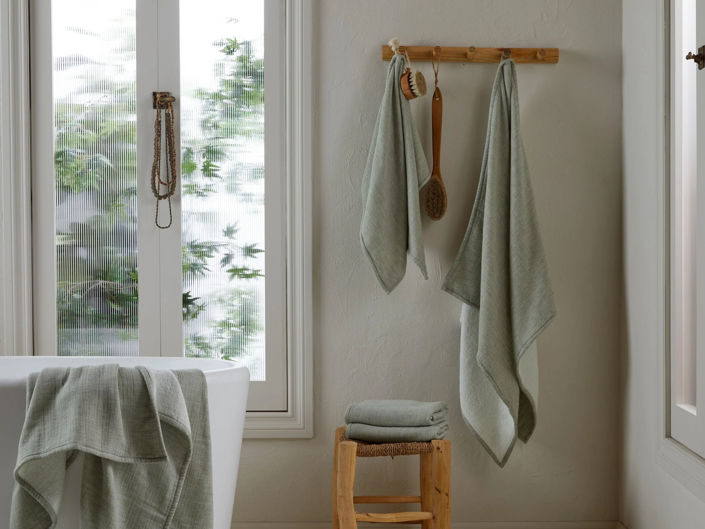 Organic Gauze Terry Towels - FINAL SALE (Moss with Cream) - Image 8