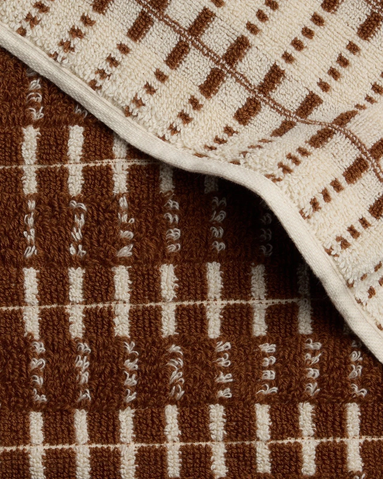 Organic Ladder Stripe Towels (Tobacco and Cream) - Image 3