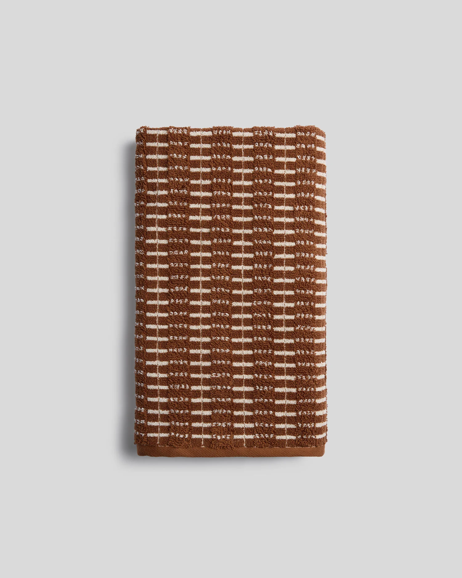 Organic Ladder Stripe Towels (Tobacco and Cream) - Image 6