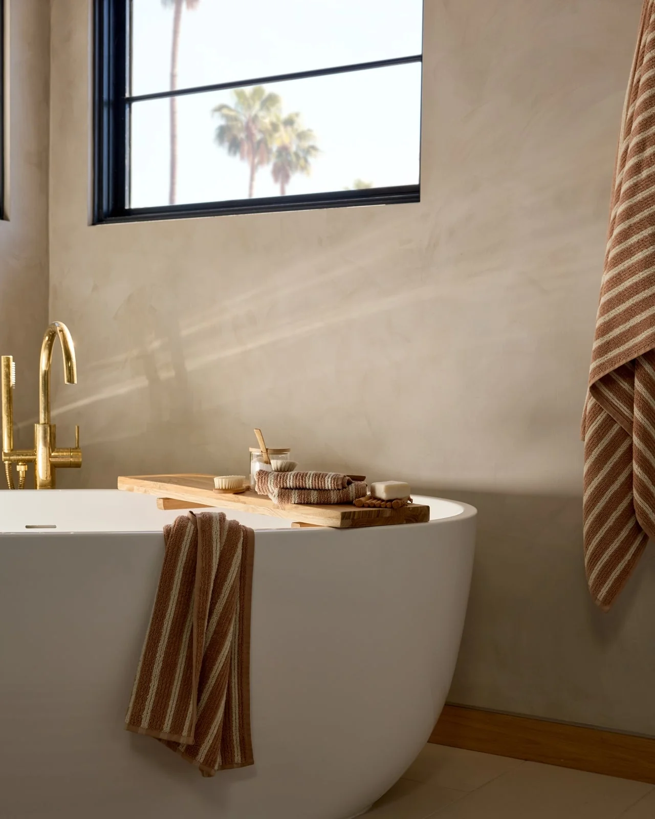 Organic Resort Stripe Towels (Adobe with Butter) - Image 4