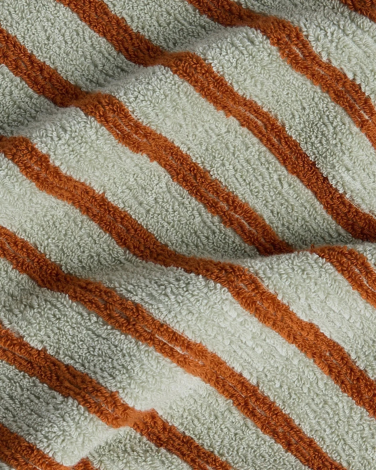 Organic Resort Stripe Towels (Sage with Russet) - Image 3