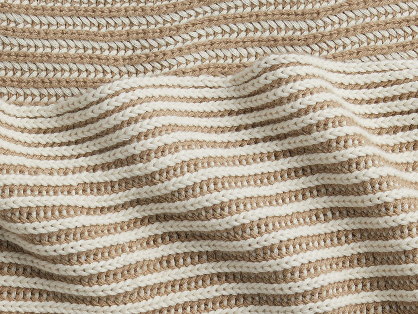 Organic Two Tone Rib Knit Throw - FINAL SALE (Cream and Flax) - Image 2