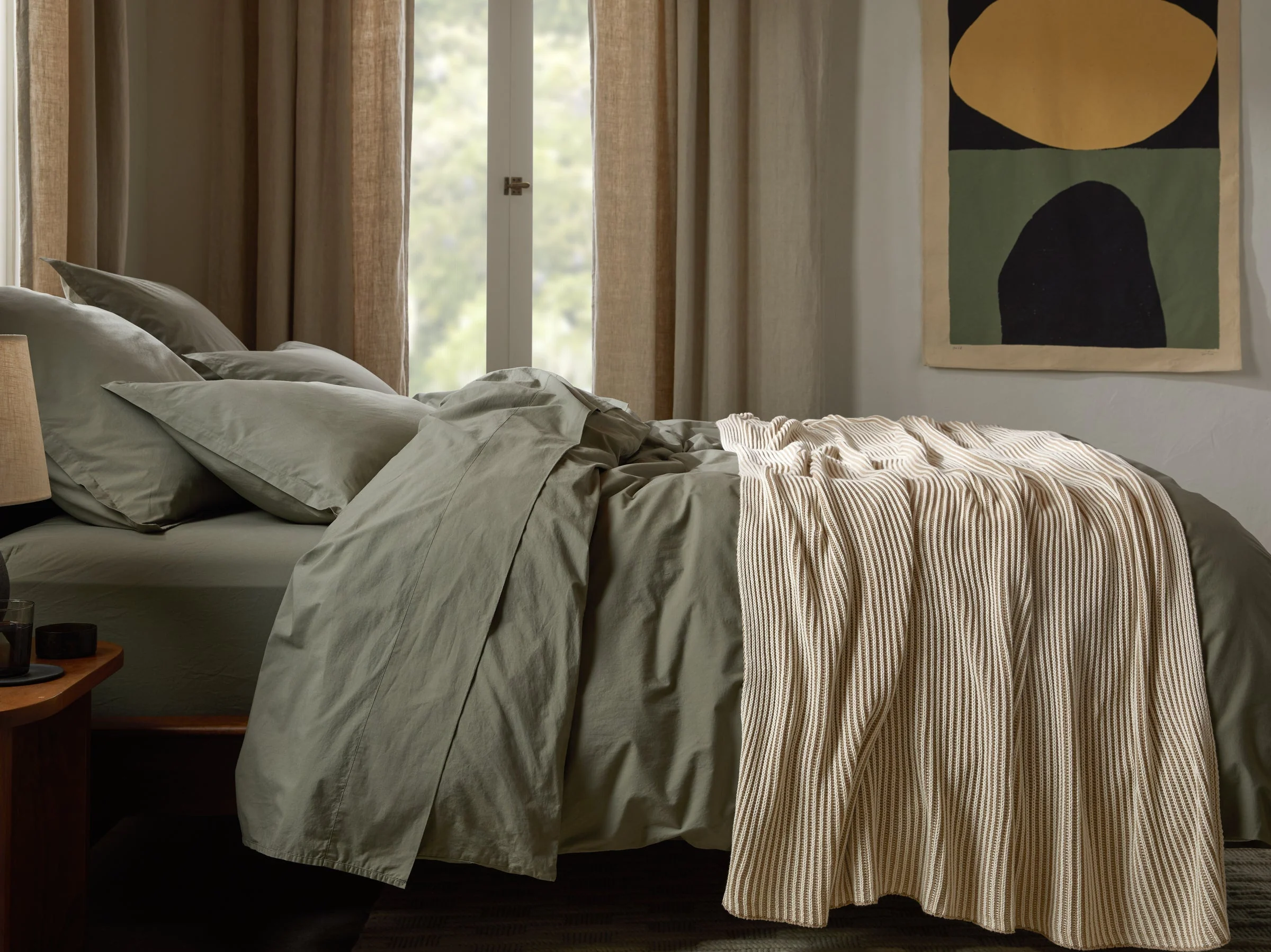 Organic Two Tone Rib Knit Throw - FINAL SALE (Cream and Flax) - Image 3