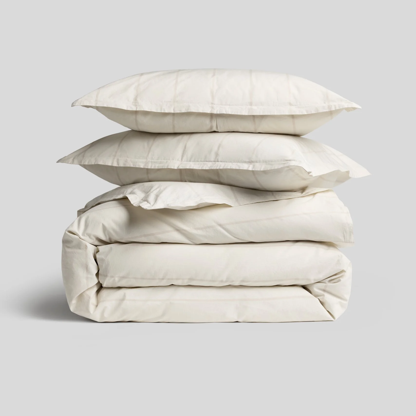 Percale Duvet Cover Set - Bone Stripe TW/XL