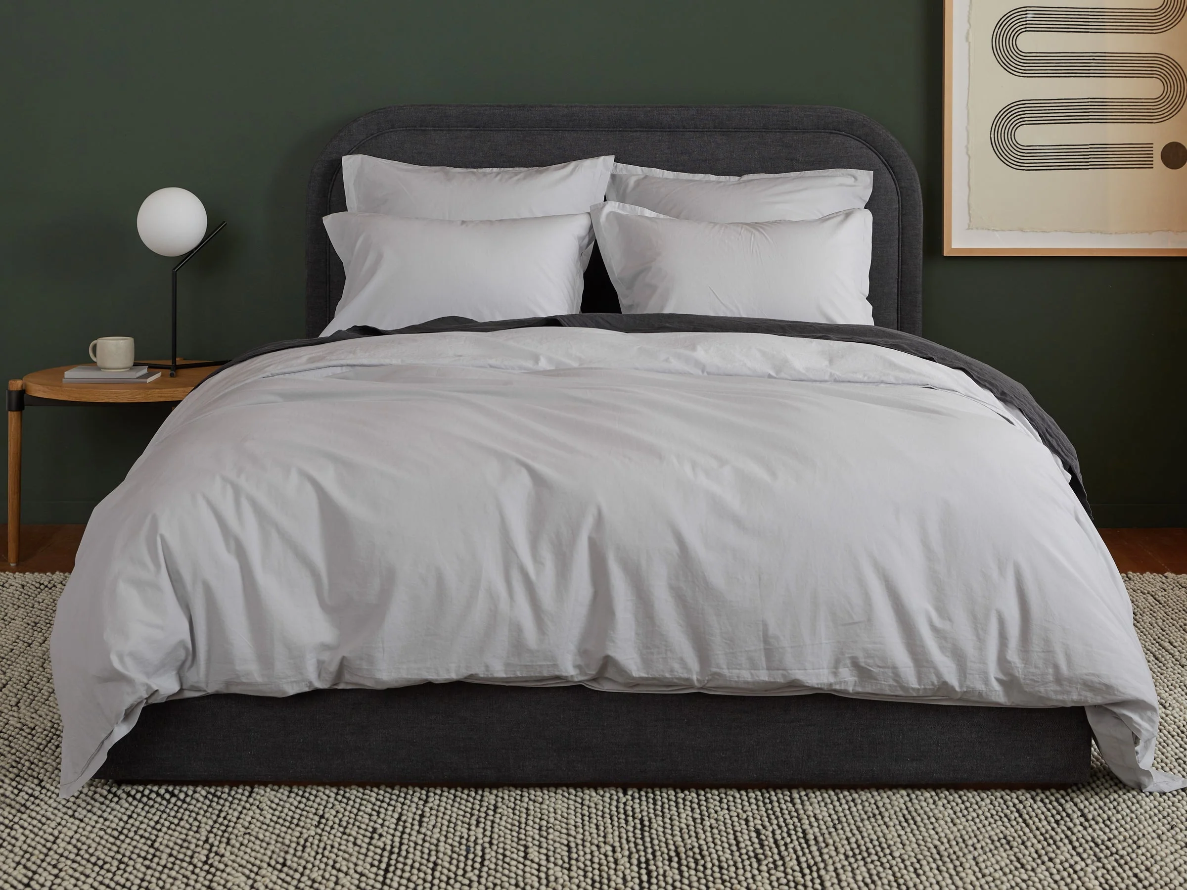Percale Duvet Cover Set - Light Grey K/CK - Image 4