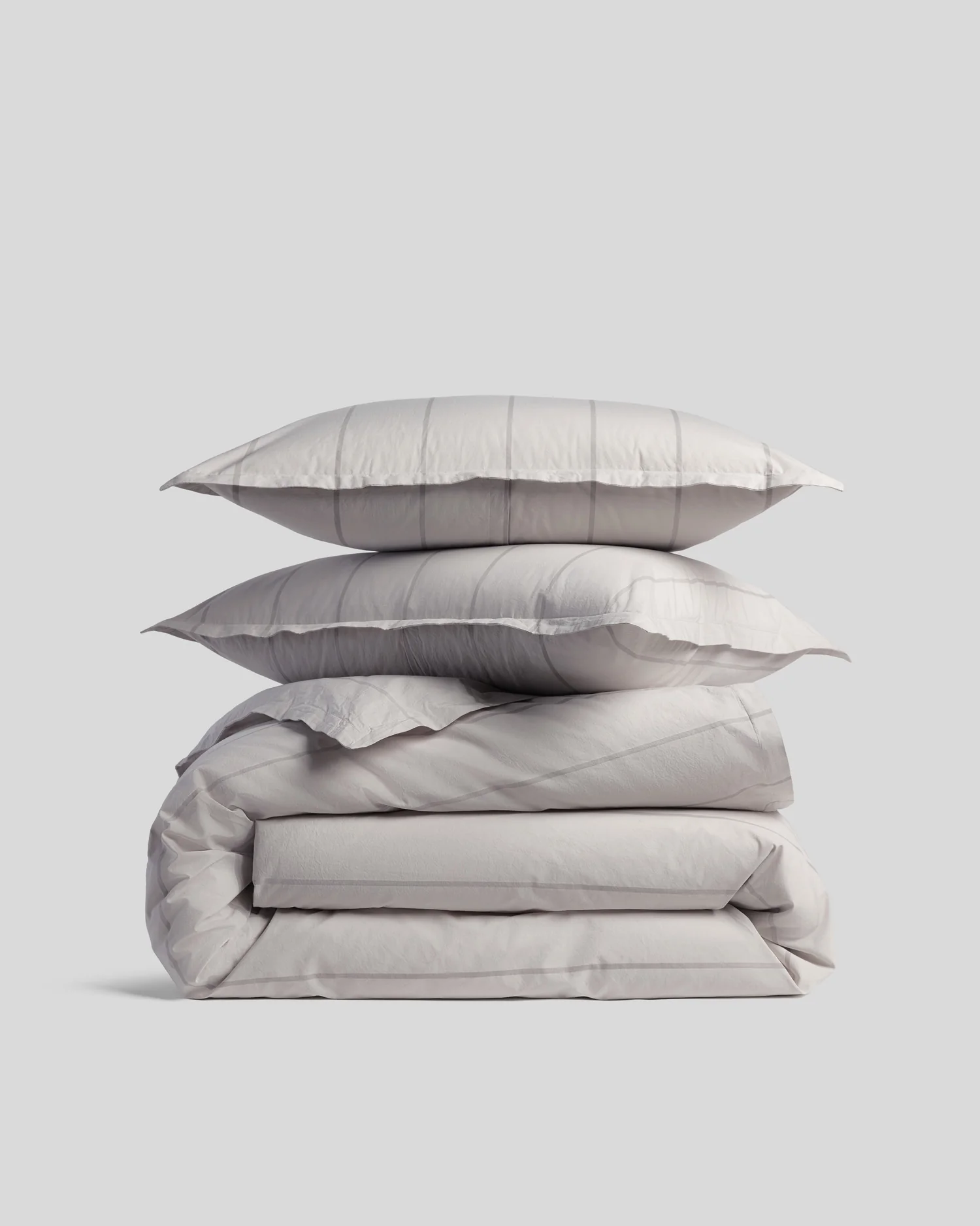 Percale Duvet Cover Set - Pebble Stripe TW/XL