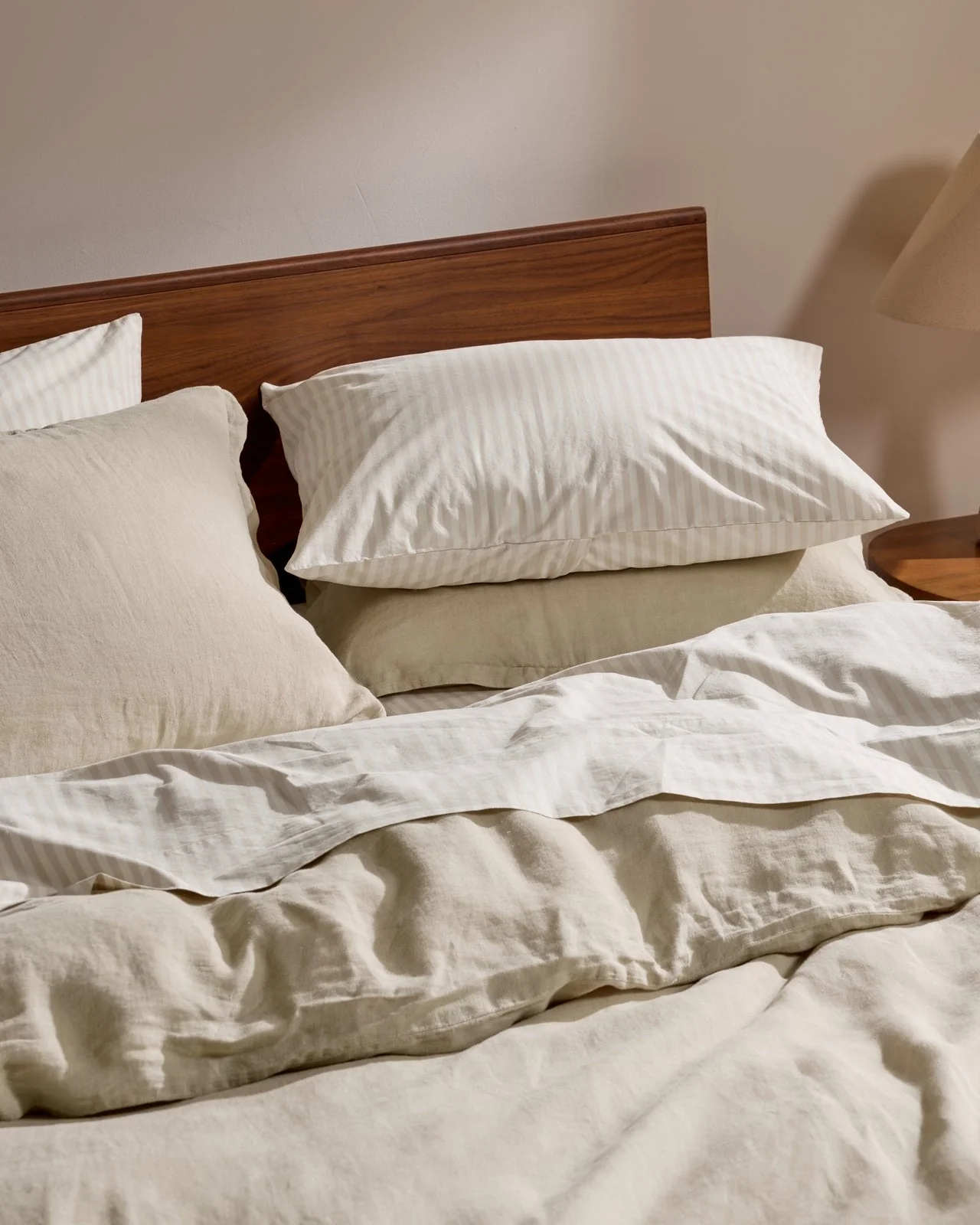 Percale Sheet Set - Bone Stripe K/CK - Image 2
