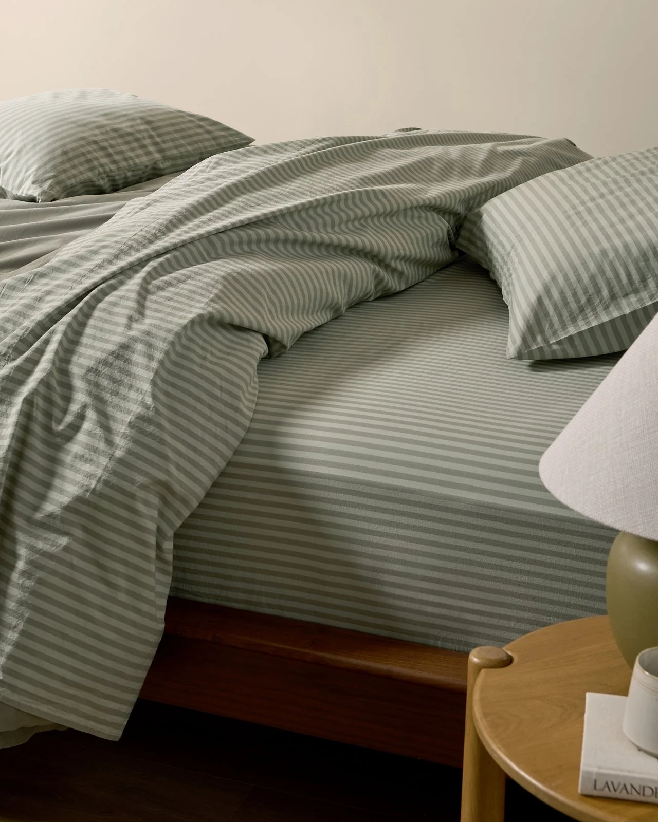 Percale Sheet Set - Moss Stripe TW/XL - Image 2