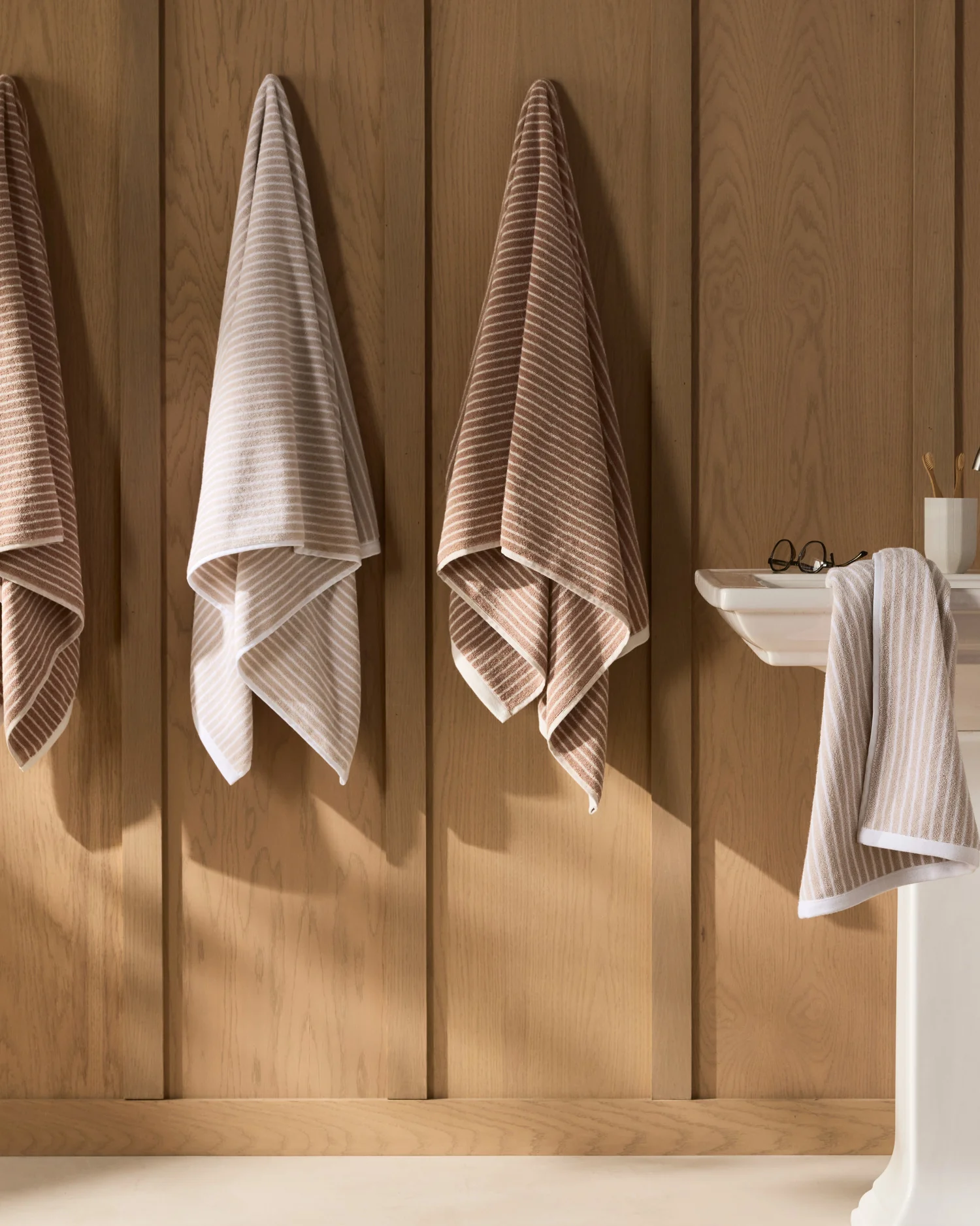 Pinstripe Towels (Bone and White) - Image 2