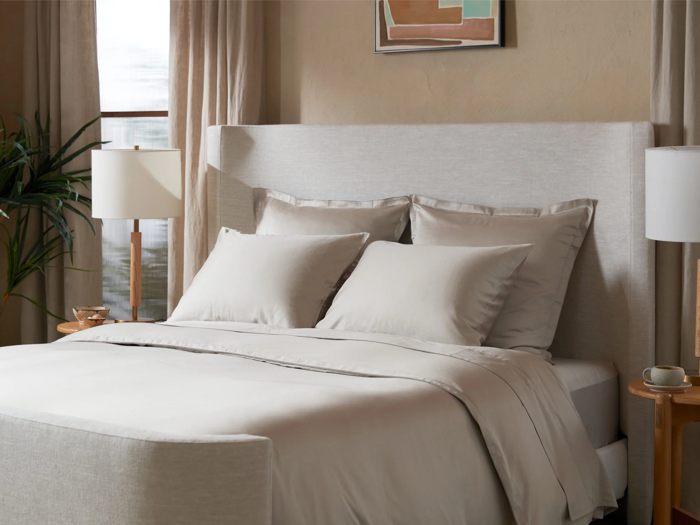 Sateen Fitted Sheet (Bone) - Image 2