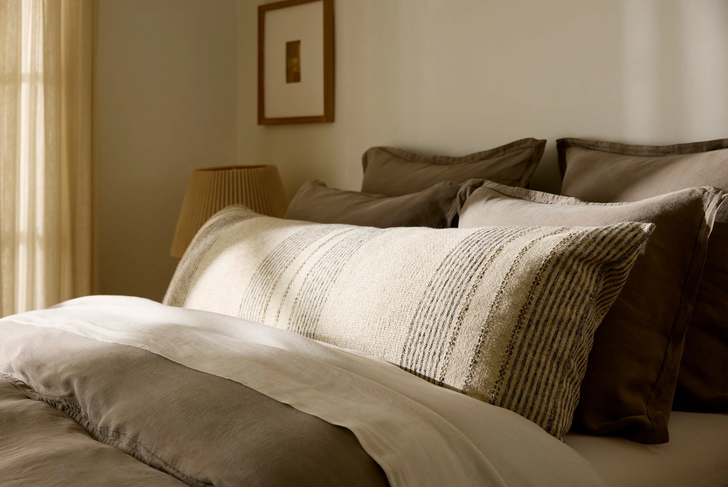 Taos Stripe Body Pillow Cover - FINAL SALE (Natural with Soft Black) - Image 4