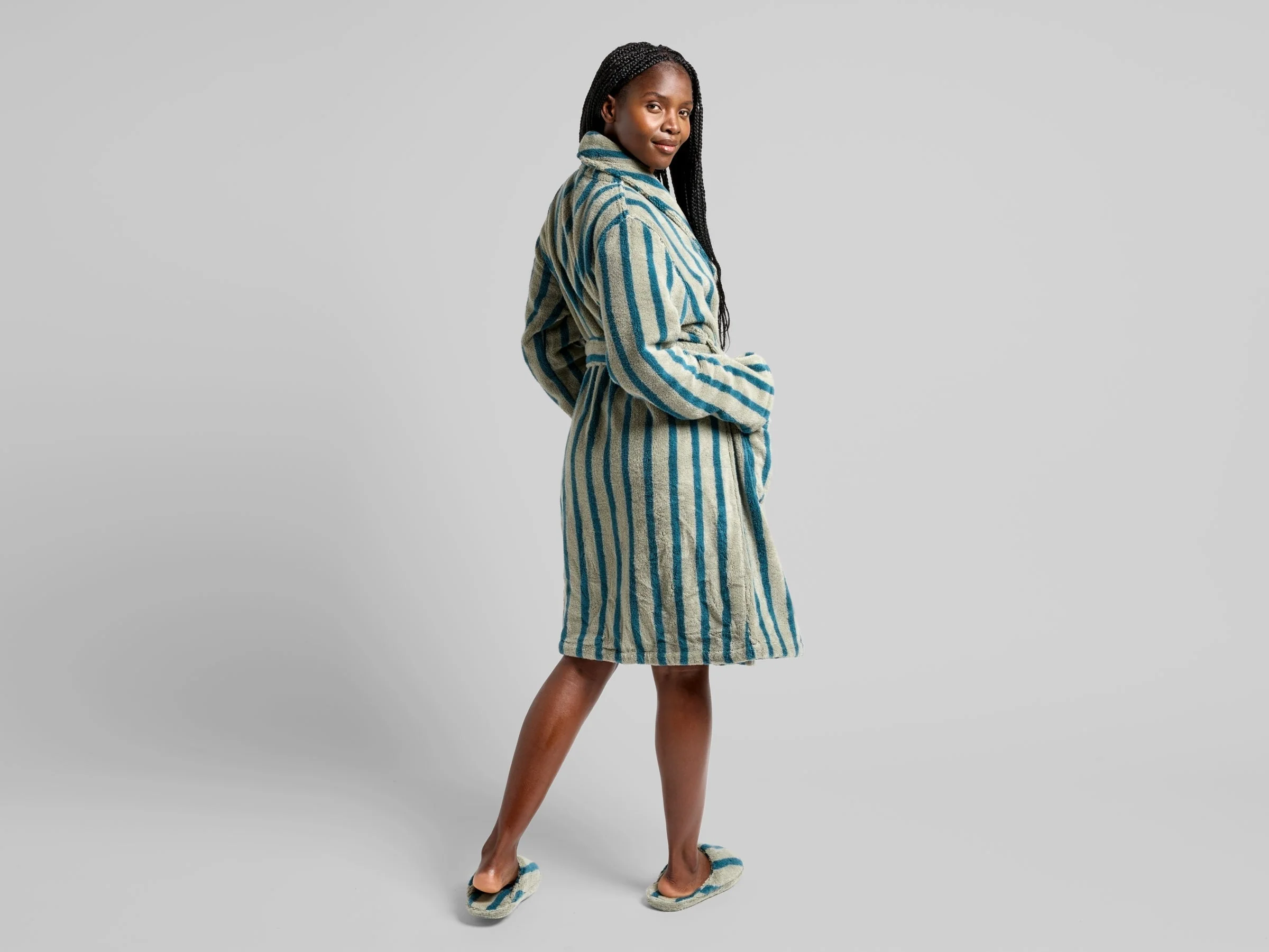 Terry Stripe Robe (Moss and Peacock) - Image 5