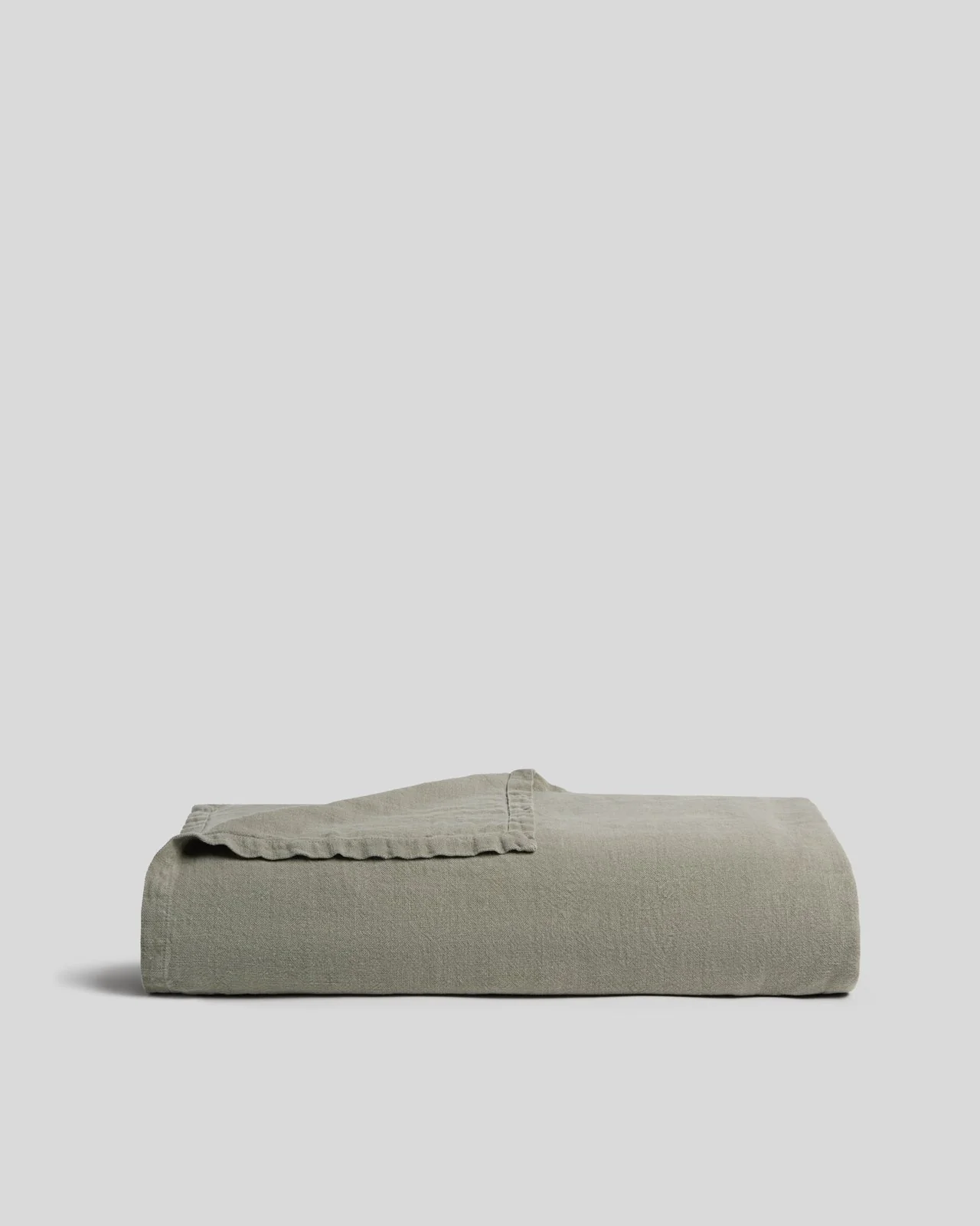 Vintage Linen Bed Blanket (Moss)